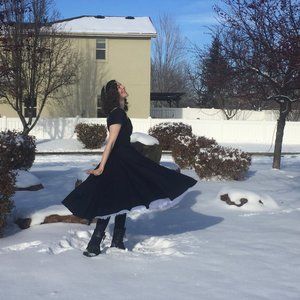 Vivien of Holloway 1950's Style Navy Sateen Grace Dress